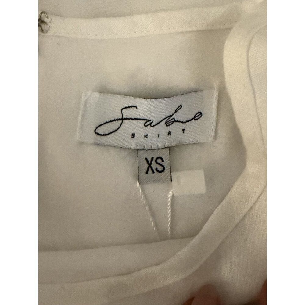 Sabo Skirt Zane Women’s White 3/4 Sleeve 100% Linen Mini Dress Size XS NWT - Picture 6 of 11